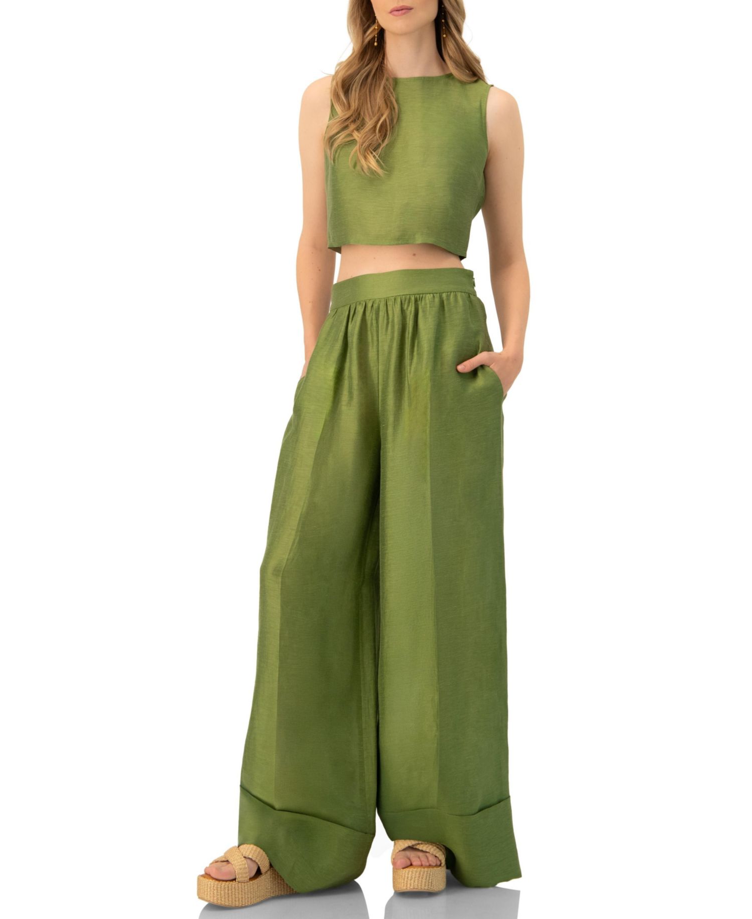 Women's Linen Maxi Wide-Leg Pants