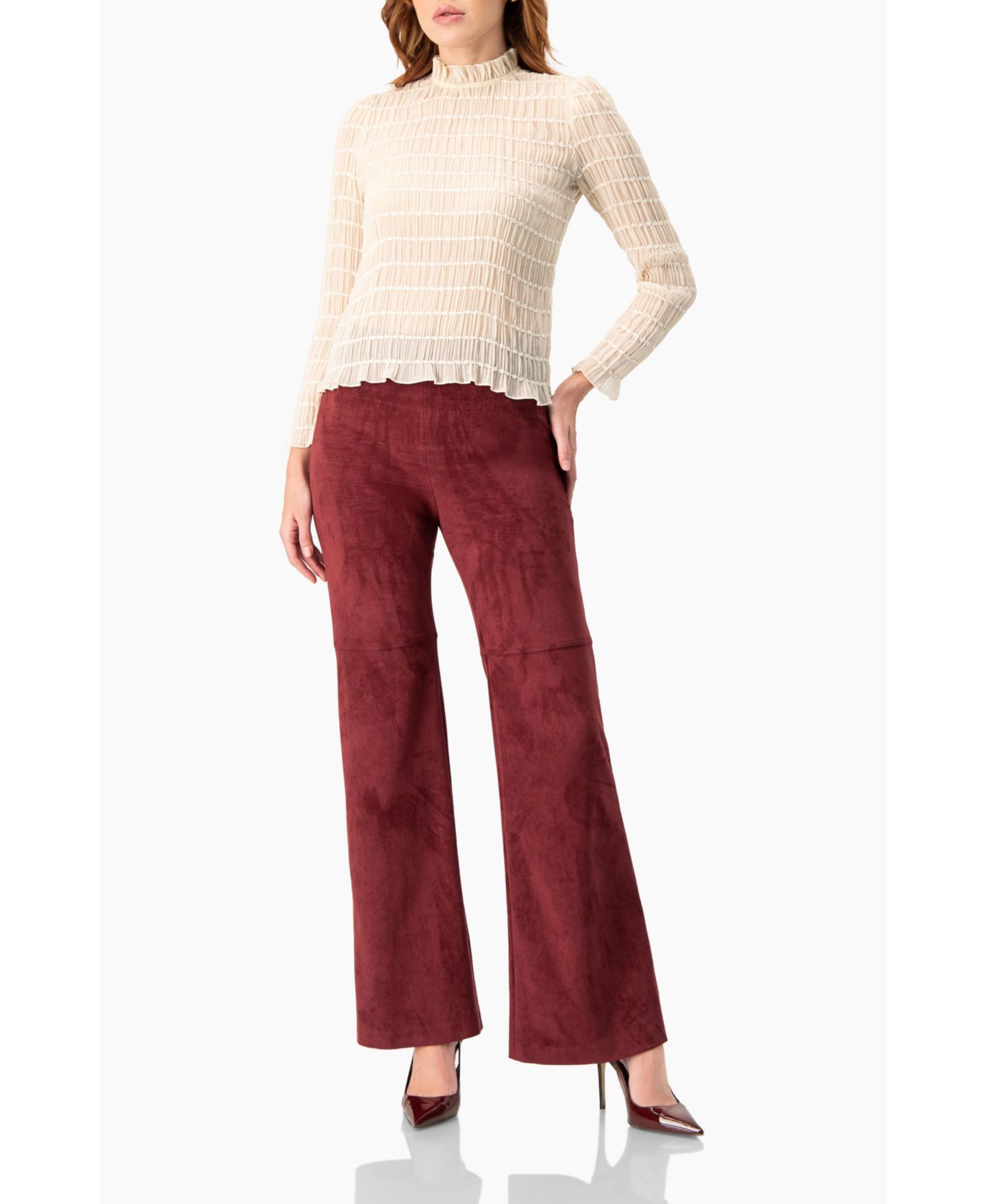 Женская блузка Ivonne Textured Long Sleeve with High Neck, цвет: Слоновая кость — фото 4
