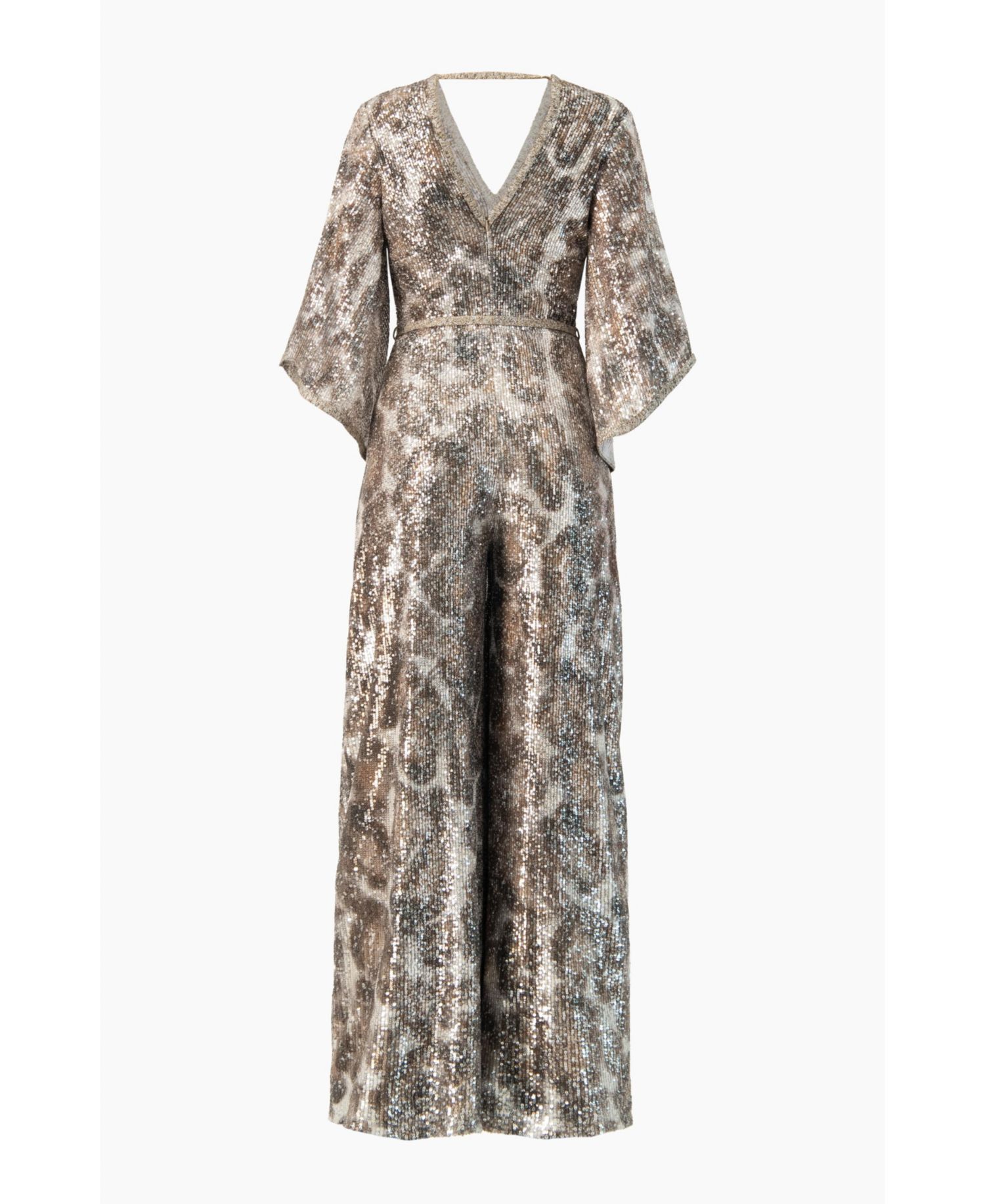 Women's Sequin Wide Leg V-Neck Jumpsuit