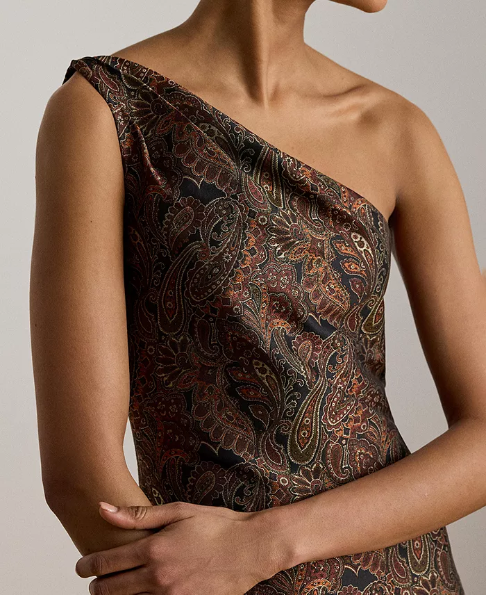 Women's Paisley Jacquard One-Shoulder Gown - thumbnail 3