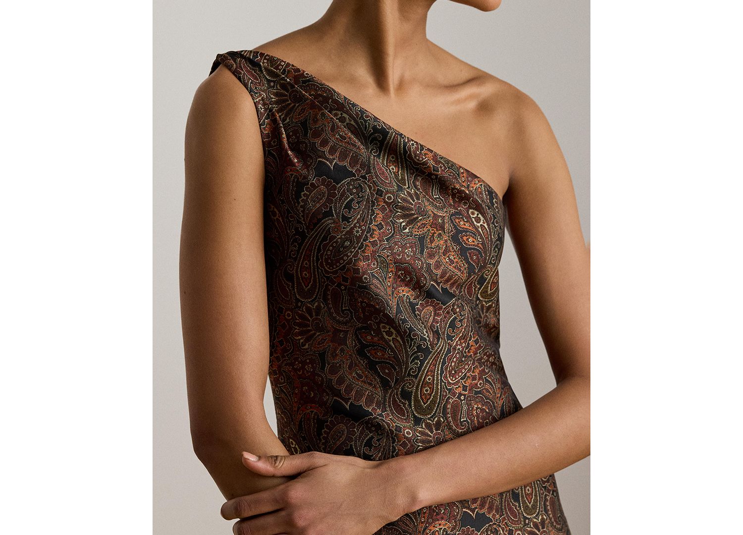 Women's Paisley Jacquard One-Shoulder Gown