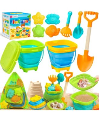 Collapsible Beach Sand Toys Bucket Set Mesh Bag