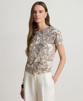 Women's Paisley Short-Sleeve Sweater