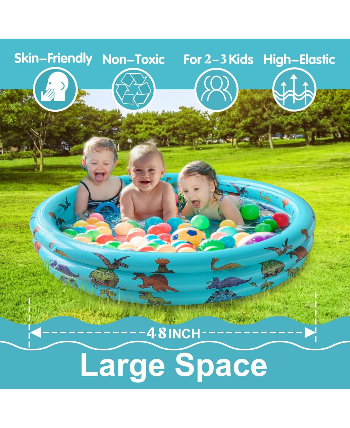 Детская игрушка GNUADZ Dinosaur Inflatable Ball Pit Pool, Ages 3+ — фото 3