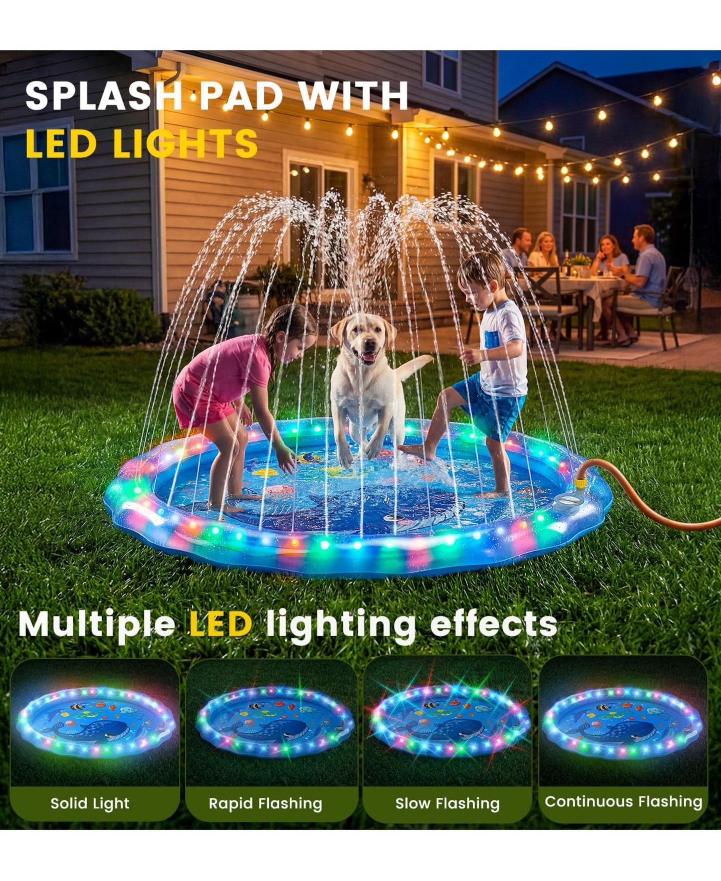Детская игрушка GNUADZ Led Glowing Non-Slip Splash Pad, Ages 12+ Months, цвет: Синий — фото 3