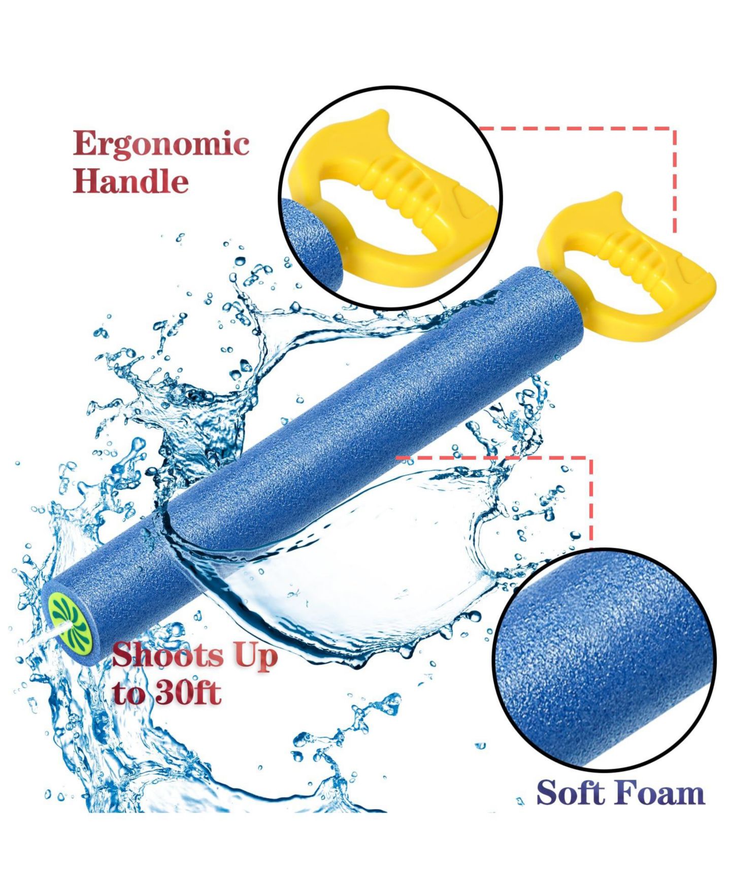 Детские игрушки GNUADZ Foam Floating Pump-Action Water Blasters, 4-Piece, Ages 5-7, цвет: Разноцветный — фото 3
