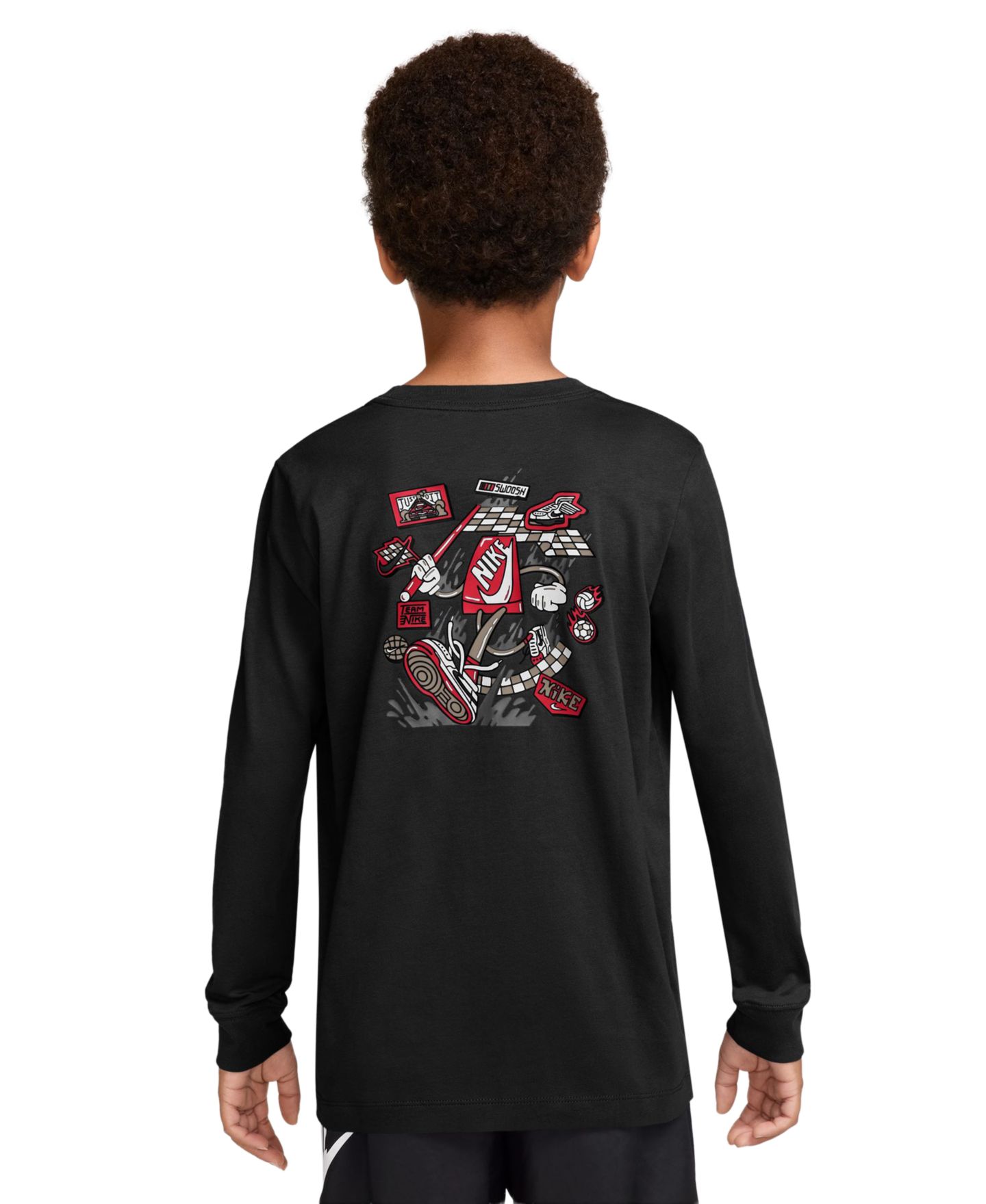 Футболка Nike Sportswear Long-Sleeve для мальчиков, цвет: Чёрный — фото 3
