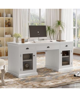Modern Executive Desk with Storage and 3 Drawers