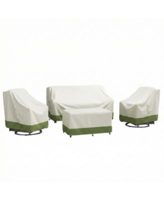Outdoor Furniture Cover Waterproof 4 Piece Patio Furniture Set Cover for Outside Couch, Lawn Chairs, Coffee Table, Windproof with Buckle Strap