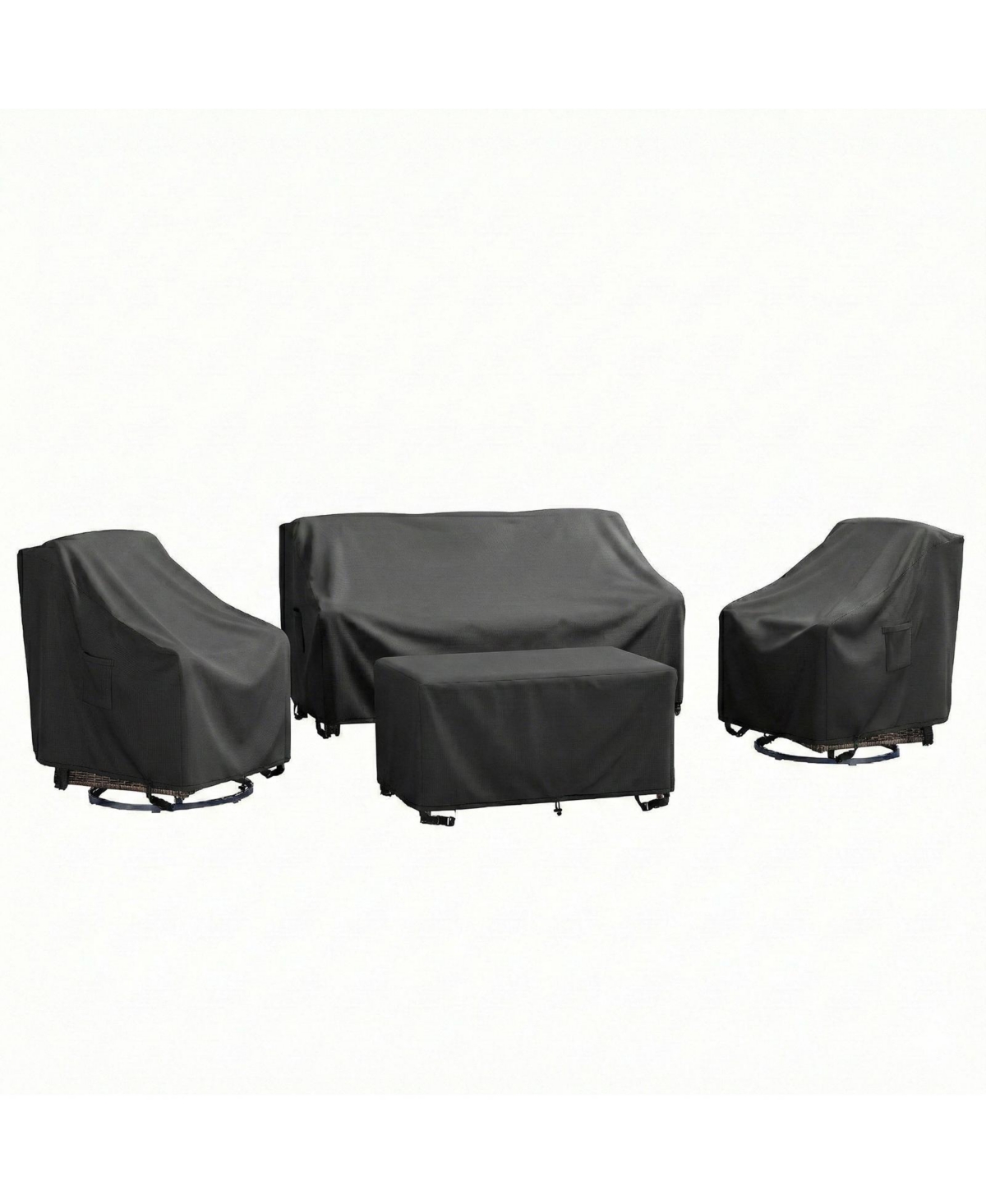 Pocassy Outdoor Furniture Cover Waterproof 4 Piece Patio Furniture Set Cover for Outside Couch, Lawn Chairs, Coffee Table, Windproof with Buckle Strap