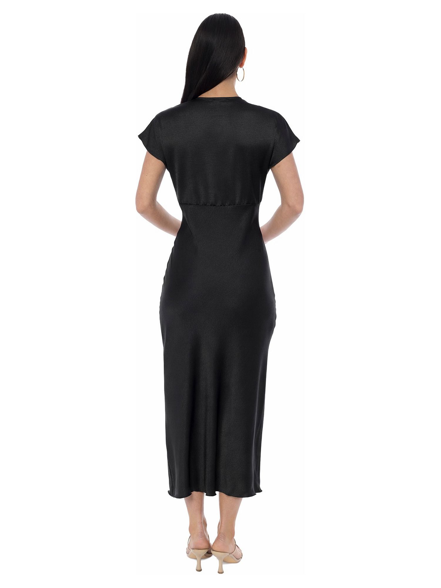 Women's Crepe Satin V-Neck Maxi Dress