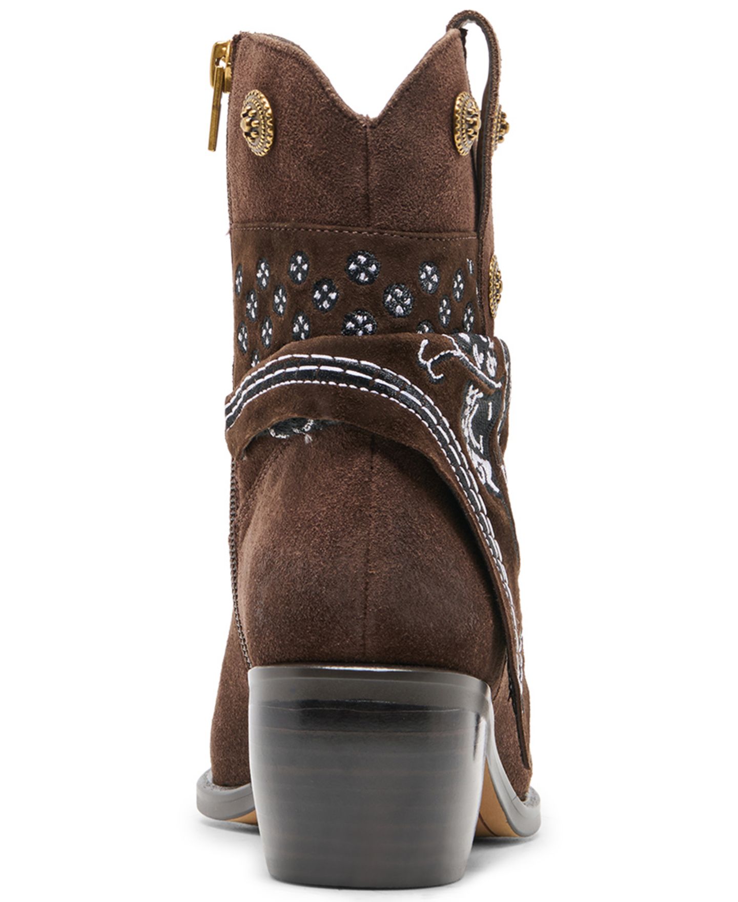 Женский шарф Dolce Vita Mekala Scarf Cuff Embroidered Western Booties, цвет: Тёмный коричневый замшевый — фото 6