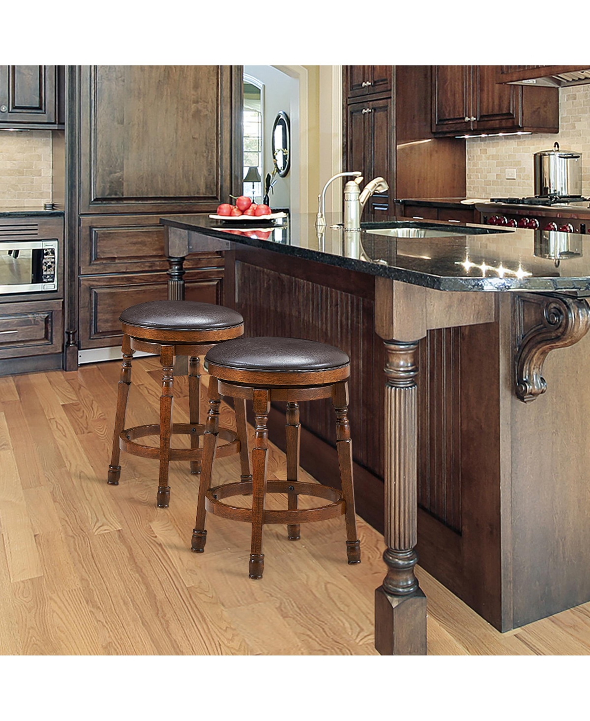Costway Set of 2 24 Inches Swivel Bar Stool Leather Padded Dining Kitchen Pub Chair Backless