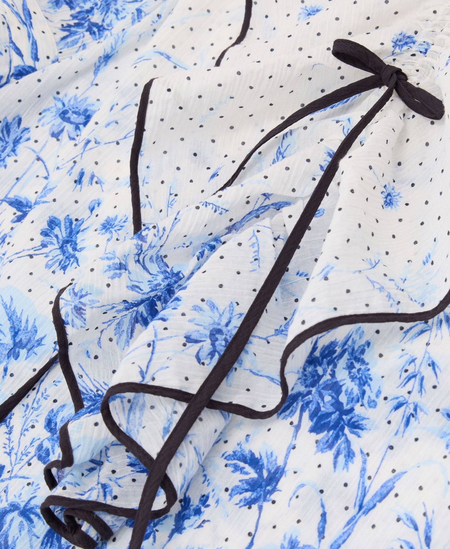 Women's Cotton Floral-Print Ruffle Blouse