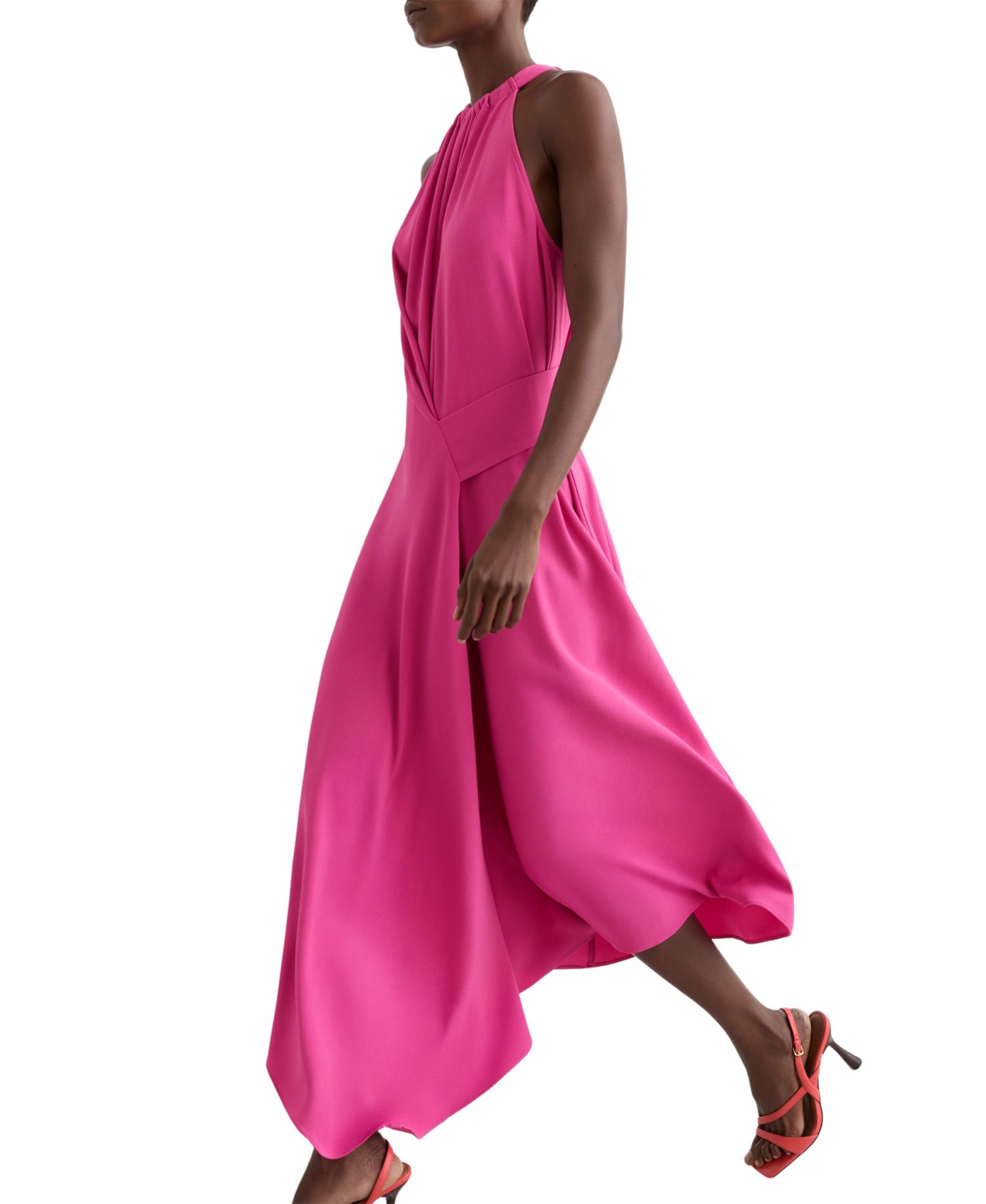 Women's Drape-Detail Sleeveless Midi Dress