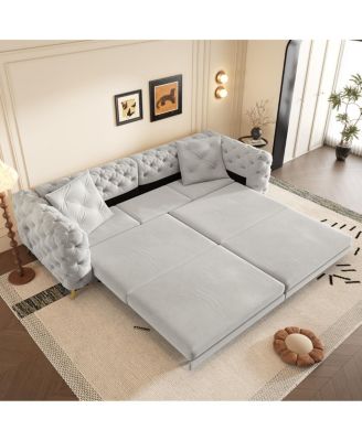  97.7" 3-in-1 Convertible Sleeper Sofa, 28.4" Deep Seat Pull Out Sofa Bed
