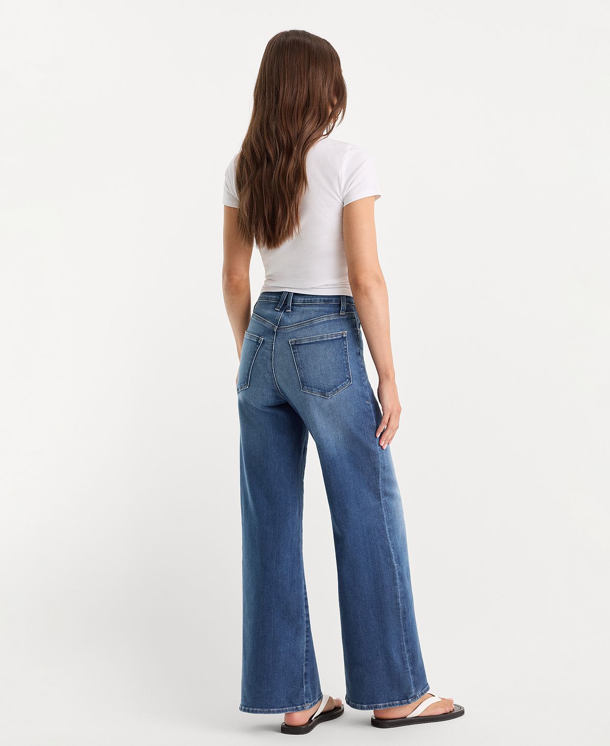 Good American Women's Soft Tech Good Waist Palazzo Ankle Jeans view 6 — MAYCSS fashion products