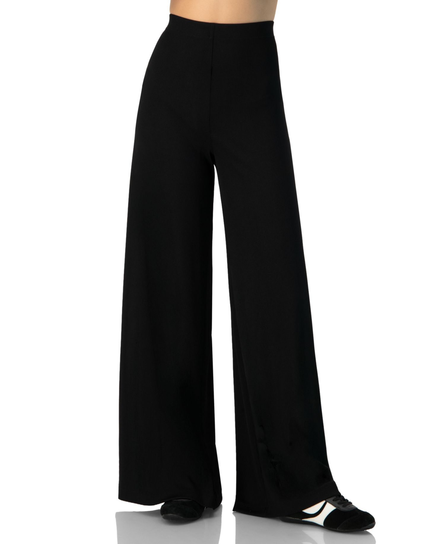 Women's Ribbed Wide-Leg Culotte Pants