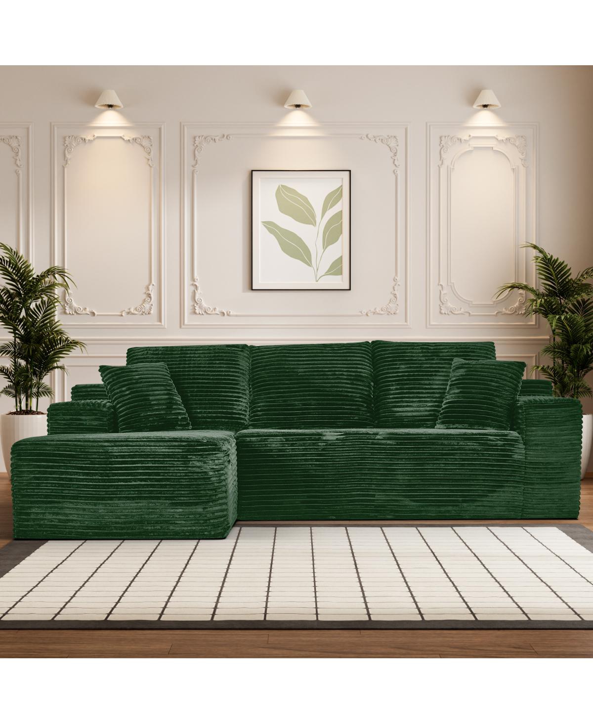 Streamdale Furniture Minimalist No-Assembly Corduroy Sectional Sofa with Chaise