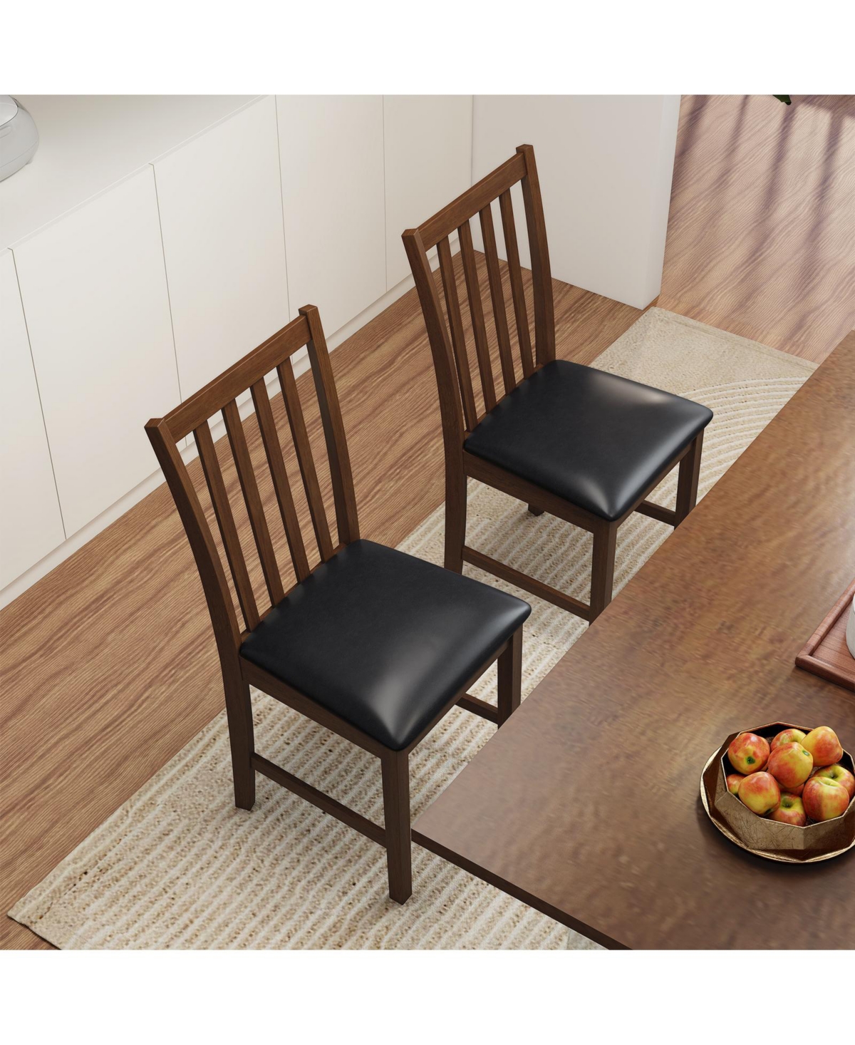 Slickblue Set of 2 Wooden Dining Chairs with Rubber Wood Frame and Comfortable Padded Seat
