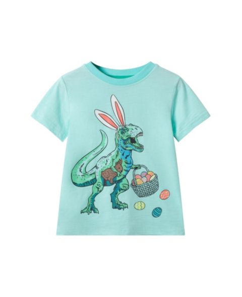 Футболка Andy & Evan /Child Aqua Easter Dinosaur Graphic для мальчиков-малышей, цвет: Аквамариновый