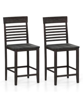 Dining Chair Set of 2 with Footrests and Solid Wood Frame