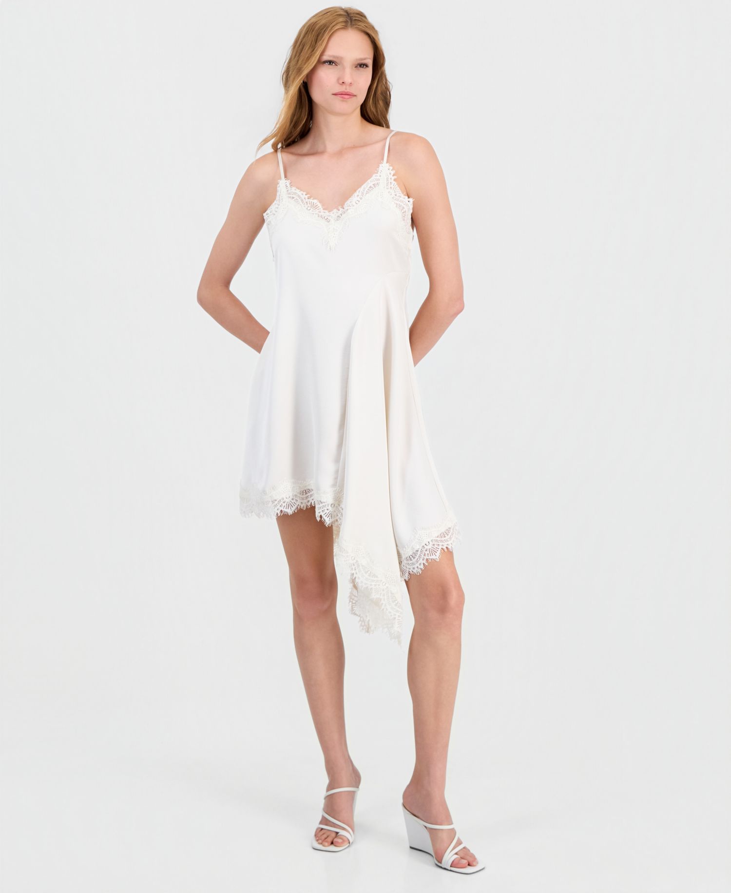 Women's Asymmetrical Satin Slip Dress