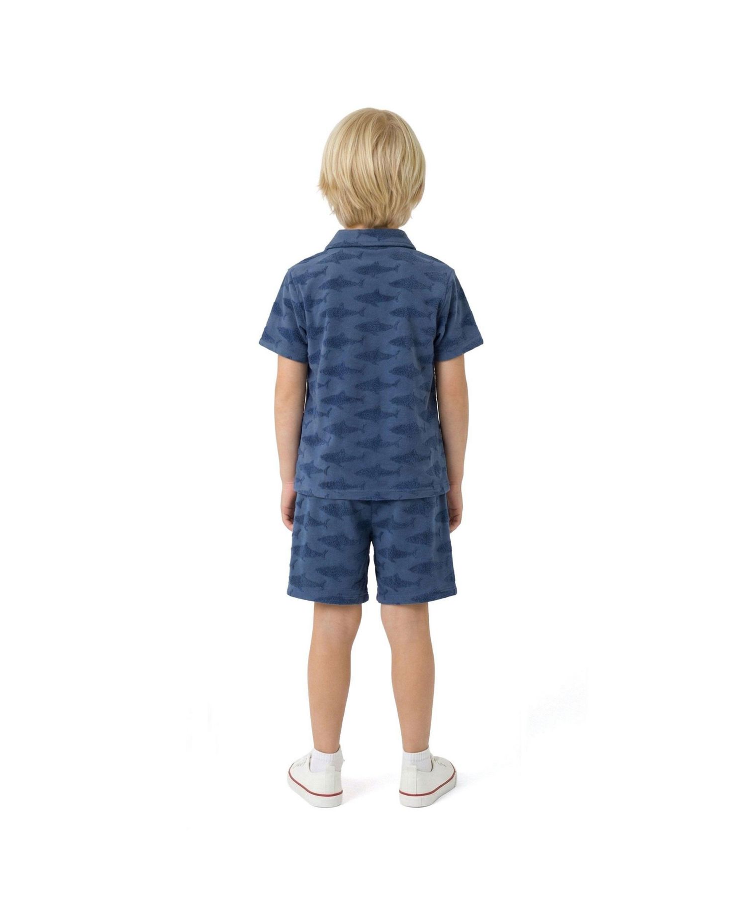 Big Boys Shark Reverse Jacquard Button down Set