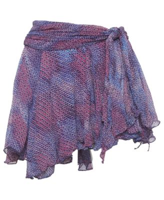 Women's Printed Silk Wrap Mini Skirt