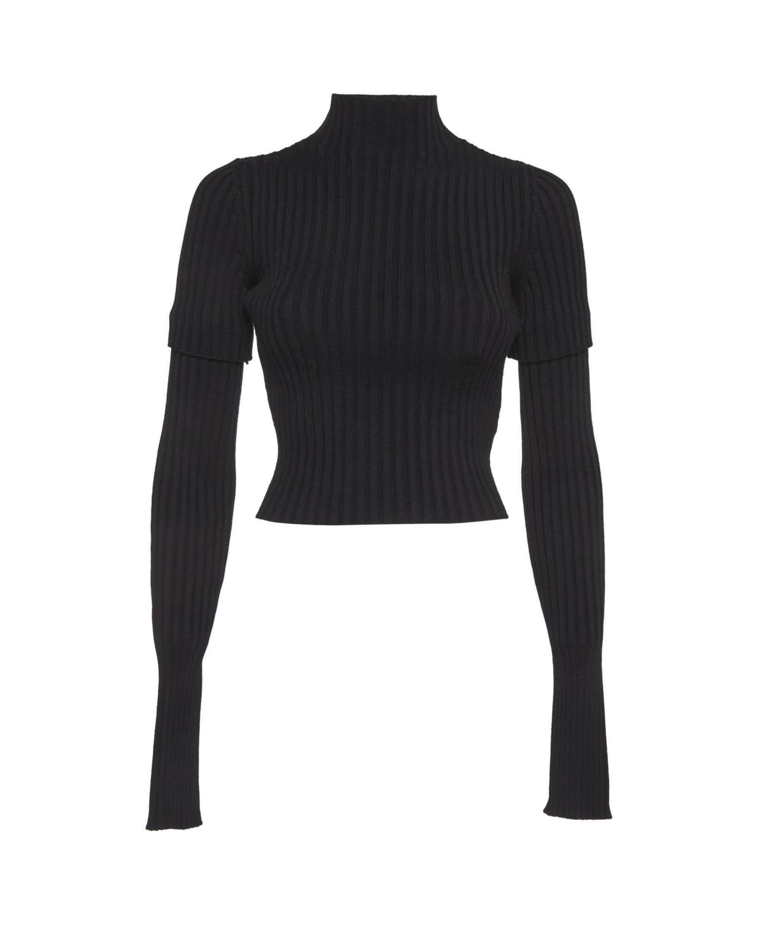 Women's Rib Knit Cut Up Sleeves Sweater