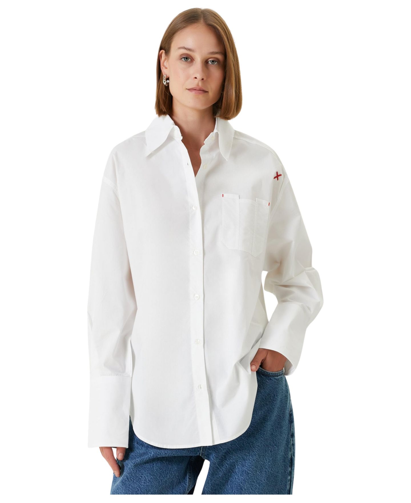 Женская рубашка PCFG Cotton Oversized, цвет: Белый — фото 1