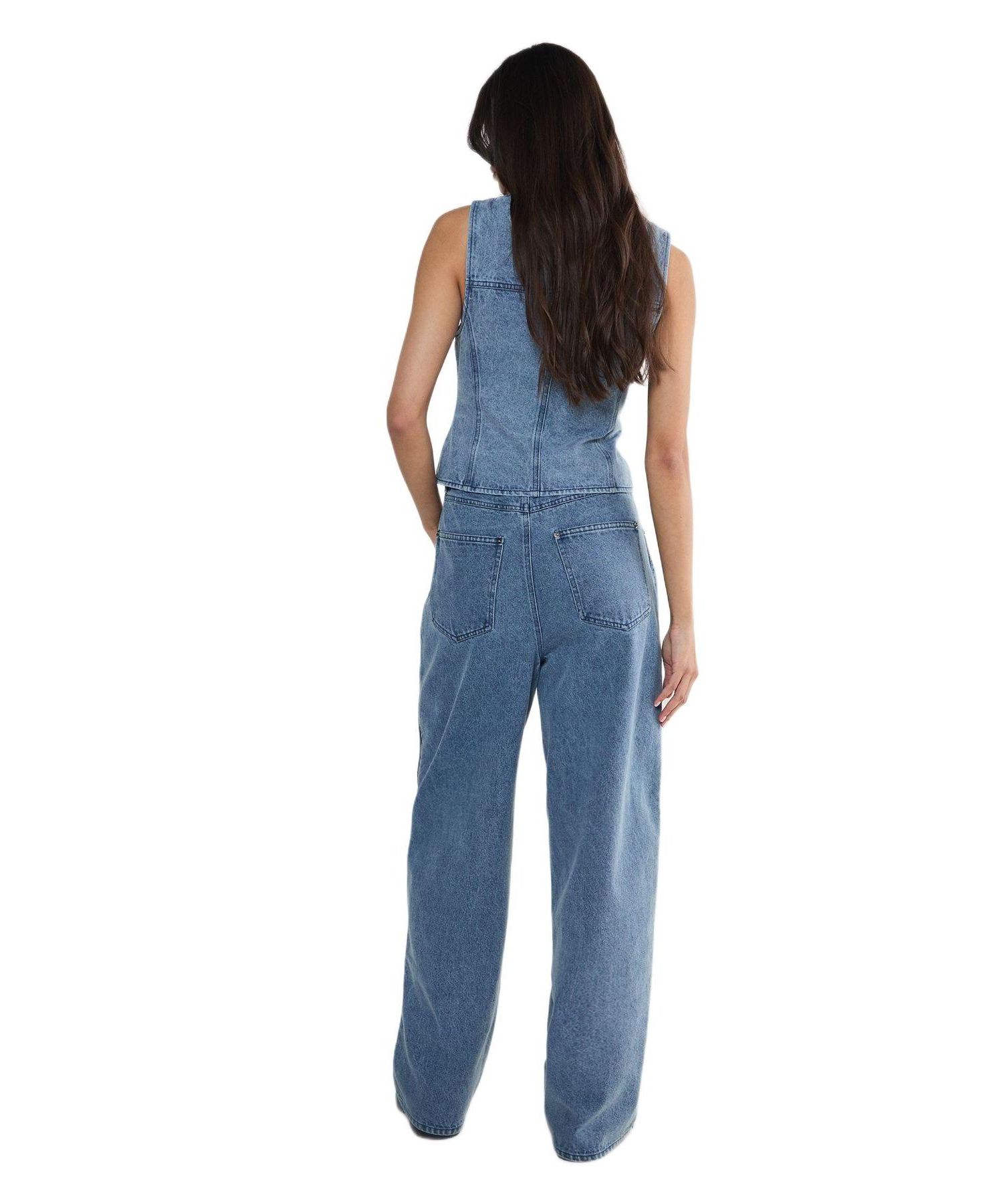 Women's Zip Seam Detail Straight Leg Denim Jeans