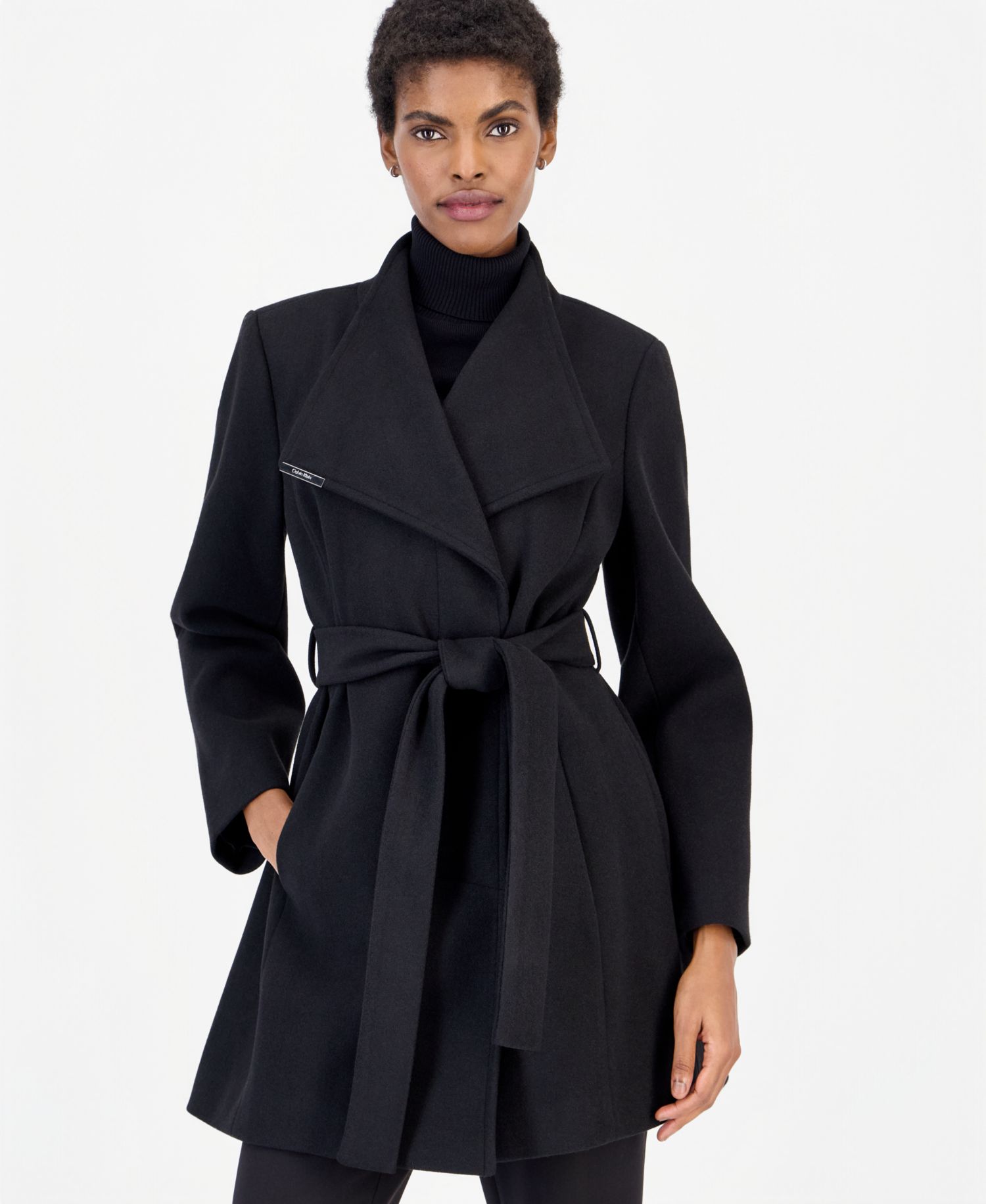 Women's Wing Collar Belted Wrap Coat