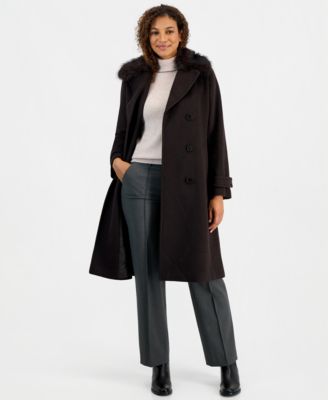 Women's Faux-Fur Collar Tailored Coat
