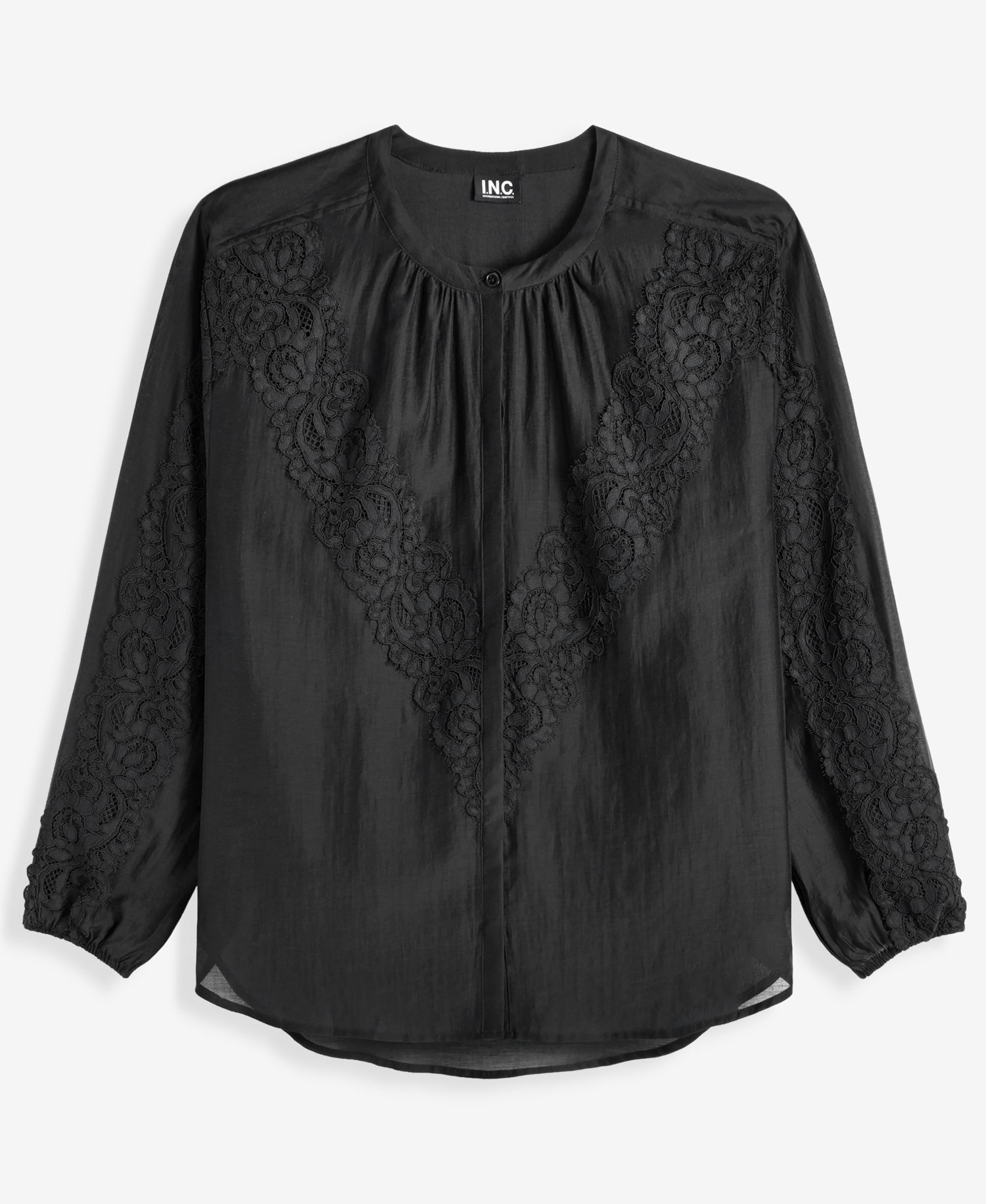 Women's Long Sleeve Lace-Trim Blouse