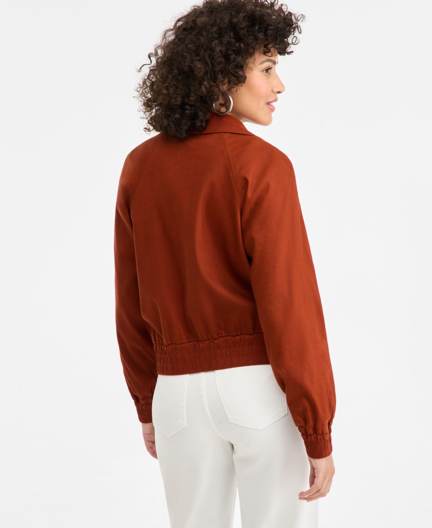 Women's Linen-Blend Bomber Jacket