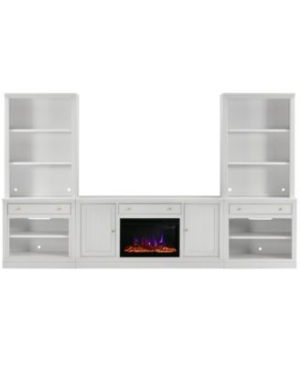 Amren 65" Wood 2-Door Console with Fireplace and Drawer Open Base with Open Hutches