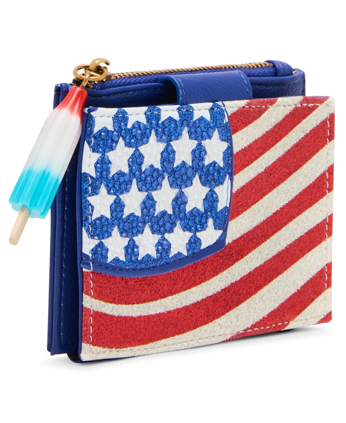Betsey Johnson Glitter American Flag Mini Snap Wallet