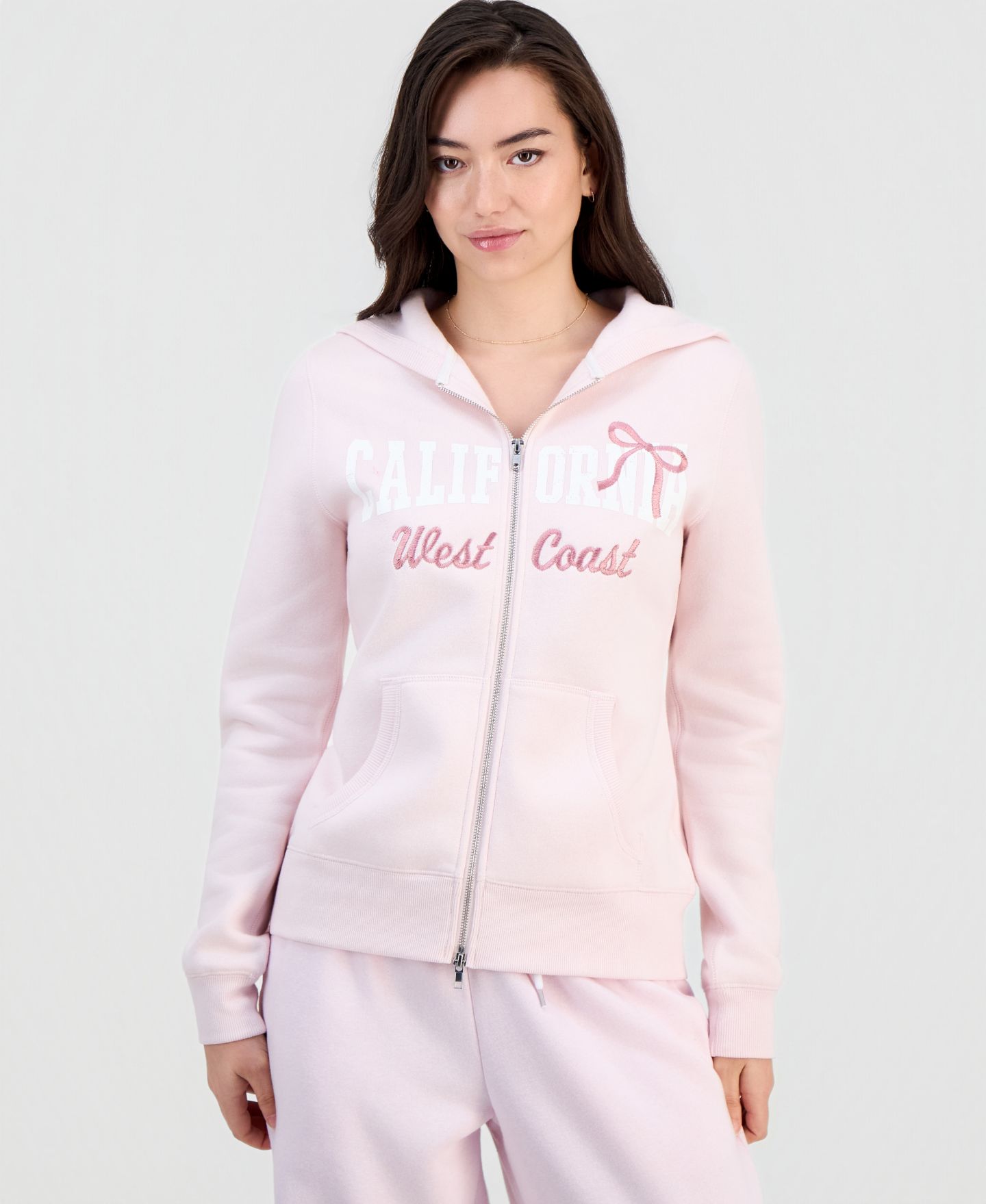 Женское худи Madden Girl Juniors' Slim-Fit Zip-Up Long-Sleeve, цвет: Ballet Slipper — фото 2