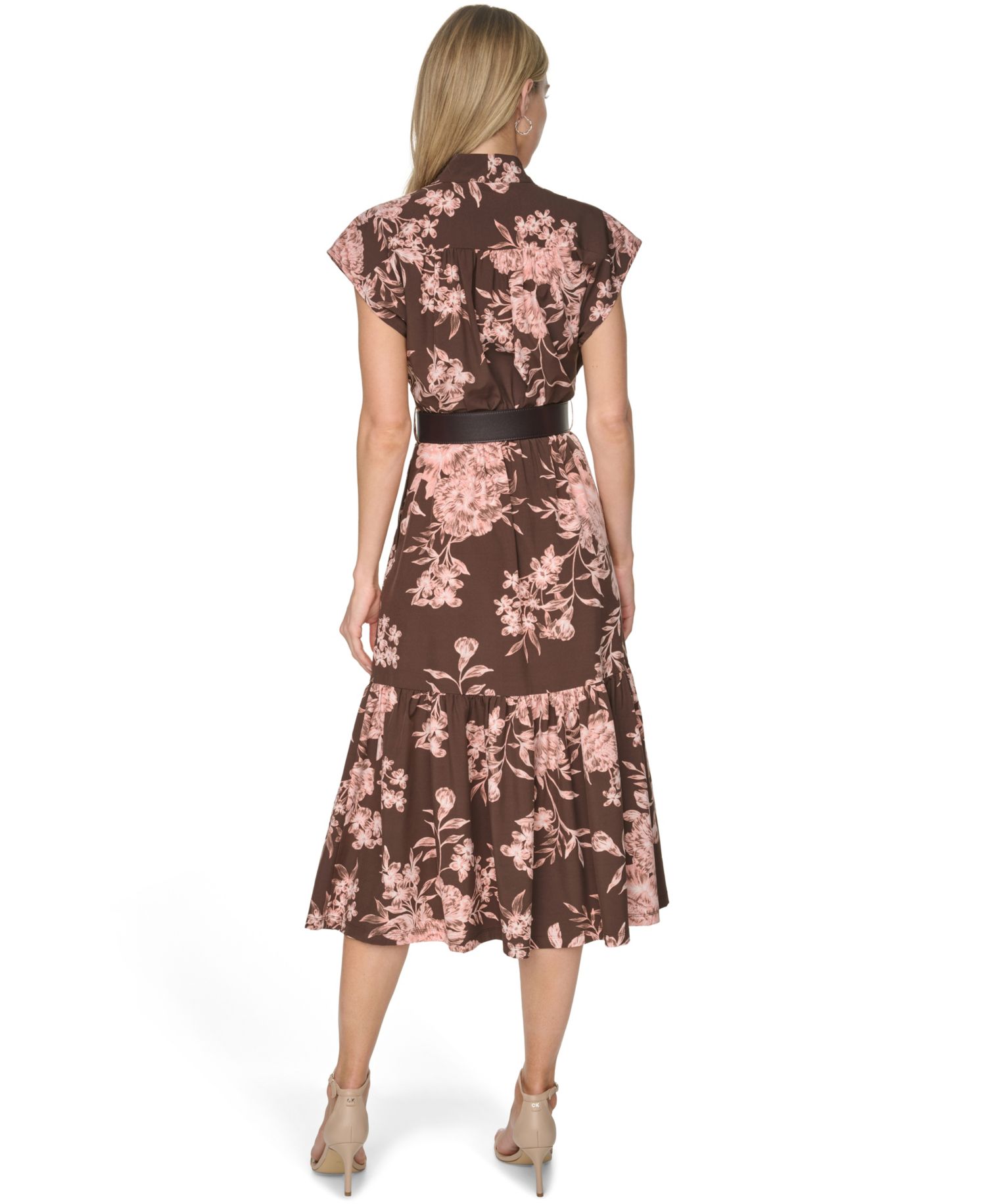 Women’s V-Neck Belted Midi Dress