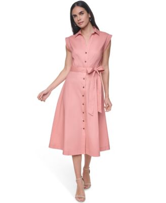 Women's Collared Midi Shirt-Dress