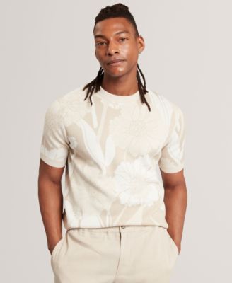 Men's Jacquard Floral Print Short-Sleeve T-Shirt