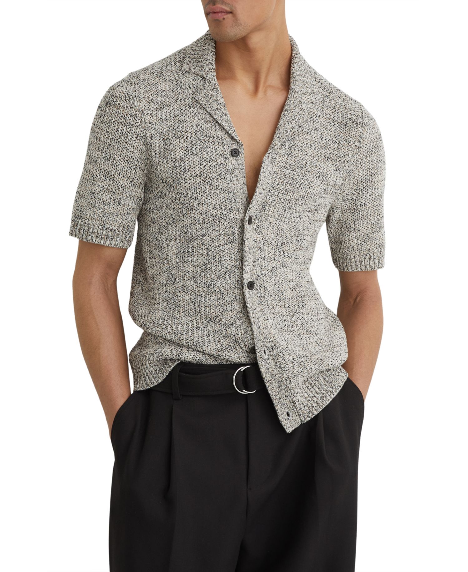 Men's Addis Button Through Speckled Cuban Shirt