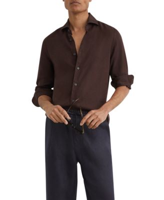 Men's Ruban Linen Cutaway Collar Regular Fit Shirt