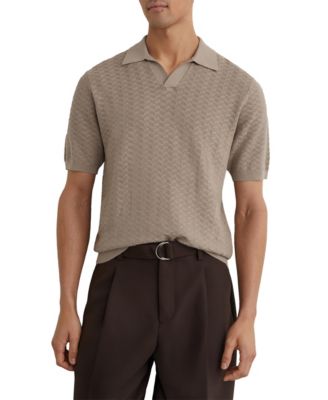 Men's Sol Open Collar Textured Polo Shirt