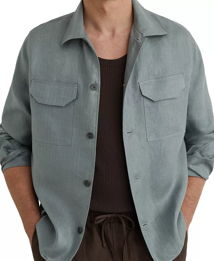 Men's Polasio Herringbone Stripe Overshirt - thumbnail 2