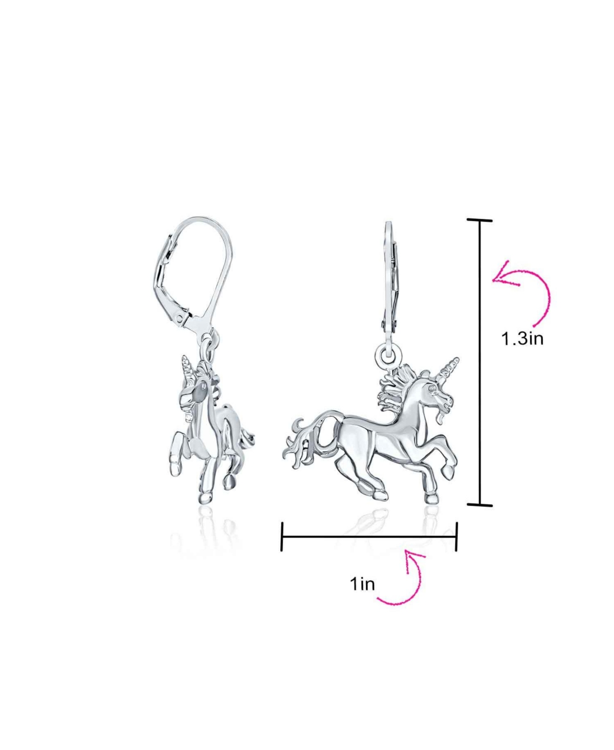 Bling Jewelry Pegasus Horse Mythical Magical Unicorn Dangle Earrings Leverback .925 Sterling Silver