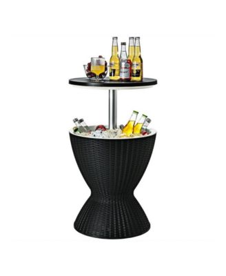 3 in 1 8 Gallon Patio Rattan Cooler Bar Table with Adjust Ice