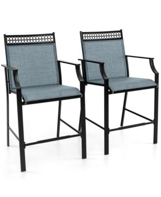 Outdoor Counter Stools Set of 2 Heavy-Duty Barstools with Footrest and Armrests