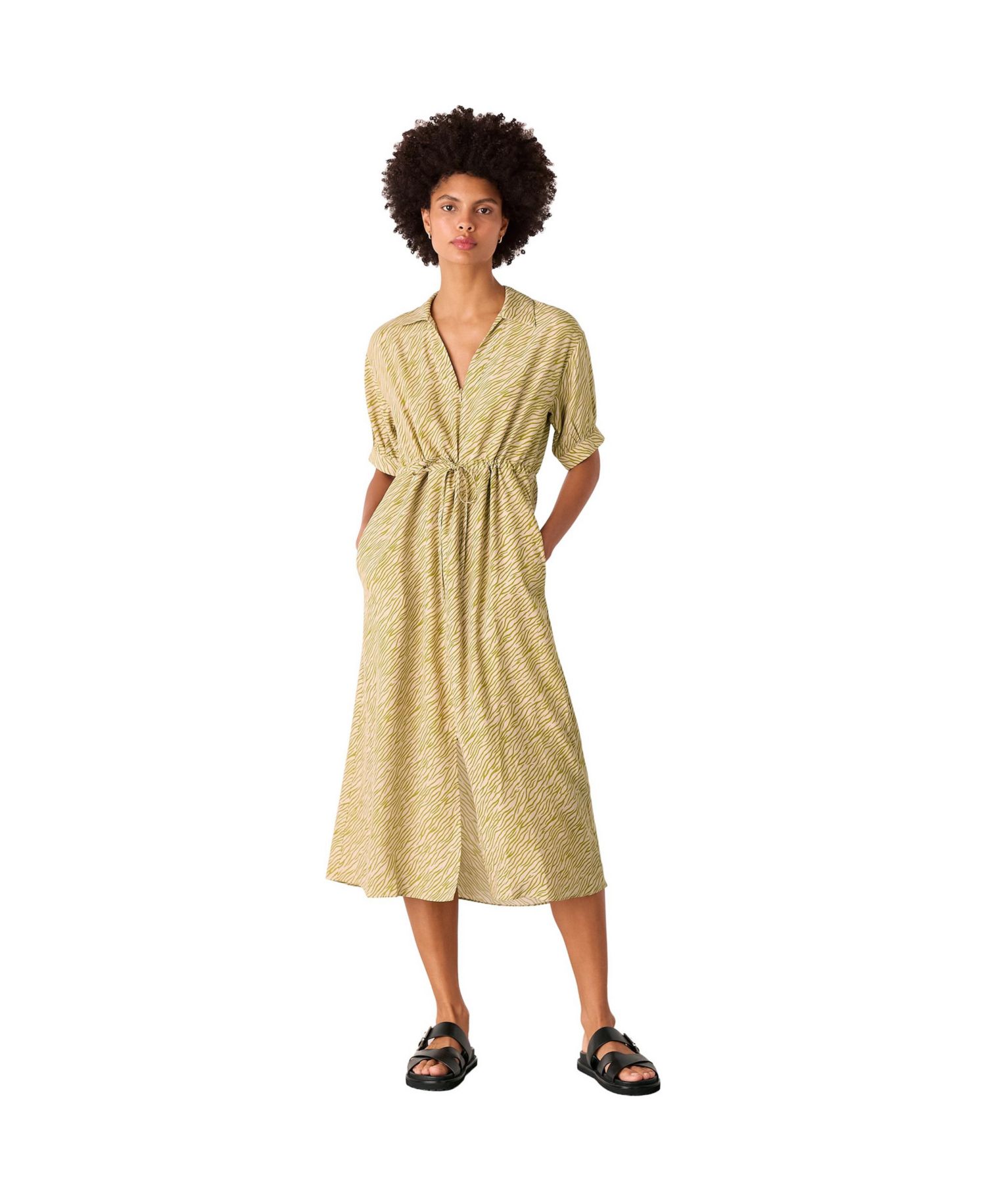 Women's Tiger Flame Short Sleeve Midi Dress